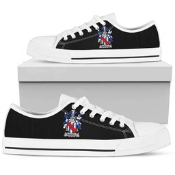Irish Annesley Coat of Arms Family Crest Ireland Low Top Shoes (Women's/Men's) Black/ White Irish Shoes