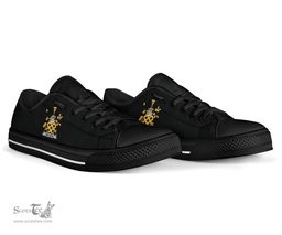Irish Bellew Coat of Arms Family Crest Ireland Low Top Shoes (Women's/Men's) Black/ White Irish Shoes