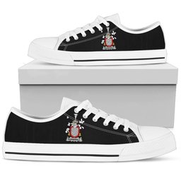 Irish Barnewall Coat of Arms Family Crest Ireland Low Top Shoes (Women's/Men's) Black/ White Irish Shoes