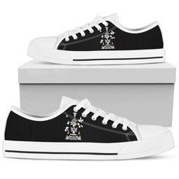Irish Barlow Coat of Arms Family Crest Ireland Low Top Shoes (Women's/Men's) Black/ White Irish Shoes