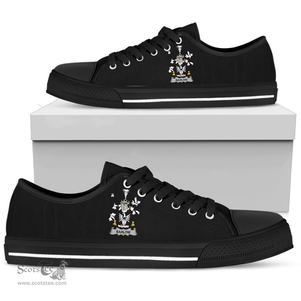 Irish Barlow Coat of Arms Family Crest Ireland Low Top Shoes (Women's/Men's) Black/ White Irish Shoes