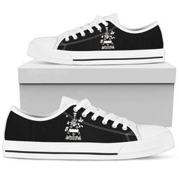 Irish Ashfield Coat of Arms Family Crest Ireland Low Top Shoes (Women's/Men's) Black/ White Irish Shoes