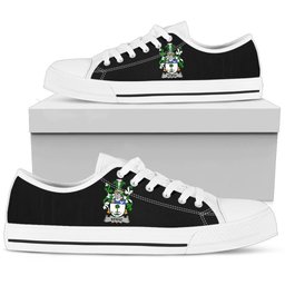 Irish Beirne or O'Beirne Coat of Arms Family Crest Ireland Low Top Shoes (Women's/Men's) Black/ White Irish Shoes