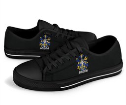 Irish Alveston Coat of Arms Family Crest Ireland Low Top Shoes (Women's/Men's) Black/ White Irish Shoes