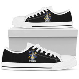 Irish Alveston Coat of Arms Family Crest Ireland Low Top Shoes (Women's/Men's) Black/ White Irish Shoes