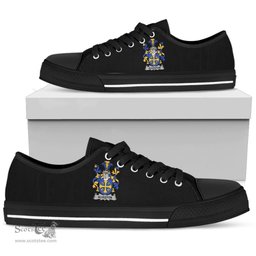 Irish Alveston Coat of Arms Family Crest Ireland Low Top Shoes (Women's/Men's) Black/ White Irish Shoes