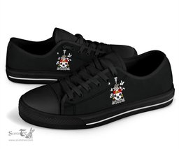 Irish Bateson Coat of Arms Family Crest Ireland Low Top Shoes (Women's/Men's) Black/ White Irish Shoes