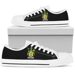 Irish Beatty or Betagh Coat of Arms Family Crest Ireland Low Top Shoes (Women's/Men's) Black/ White Irish Shoes