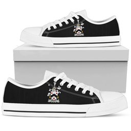 Irish Arnott Coat of Arms Family Crest Ireland Low Top Shoes (Women's/Men's) Black/ White Irish Shoes