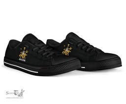 Irish Barker Coat of Arms Family Crest Ireland Low Top Shoes (Women's/Men's) Black/ White Irish Shoes
