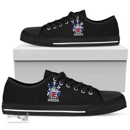 Irish Aldborough Coat of Arms Family Crest Ireland Low Top Shoes (Women's/Men's) Black/ White Irish Shoes
