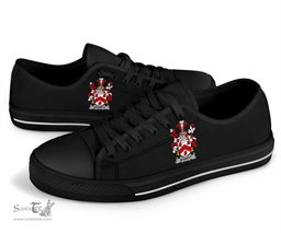 Irish Bennett Coat of Arms Family Crest Ireland Low Top Shoes (Women's/Men's) Black/ White Irish Shoes