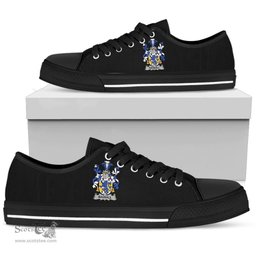 Irish Bagnall Coat of Arms Family Crest Ireland Low Top Shoes (Women's/Men's) Black/ White Irish Shoes