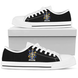 Irish Bennis Coat of Arms Family Crest Ireland Low Top Shoes (Women's/Men's) Black/ White Irish Shoes