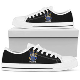 Irish Brinkley Coat of Arms Family Crest Ireland Low Top Shoes (Women's/Men's) Black/ White Irish Shoes