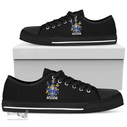 Irish Brinkley Coat of Arms Family Crest Ireland Low Top Shoes (Women's/Men's) Black/ White Irish Shoes
