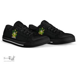 Irish Cleary or O'Clery Coat of Arms Family Crest Ireland Low Top Shoes (Women's/Men's) Black/ White Irish Shoes