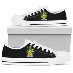 Irish Cleary or O'Clery Coat of Arms Family Crest Ireland Low Top Shoes (Women's/Men's) Black/ White Irish Shoes