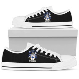 Irish Crowley or O'Crouley Coat of Arms Family Crest Ireland Low Top Shoes (Women's/Men's) Black/ White Irish Shoes