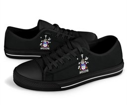 Irish Clinton Coat of Arms Family Crest Ireland Low Top Shoes (Women's/Men's) Black/ White Irish Shoes
