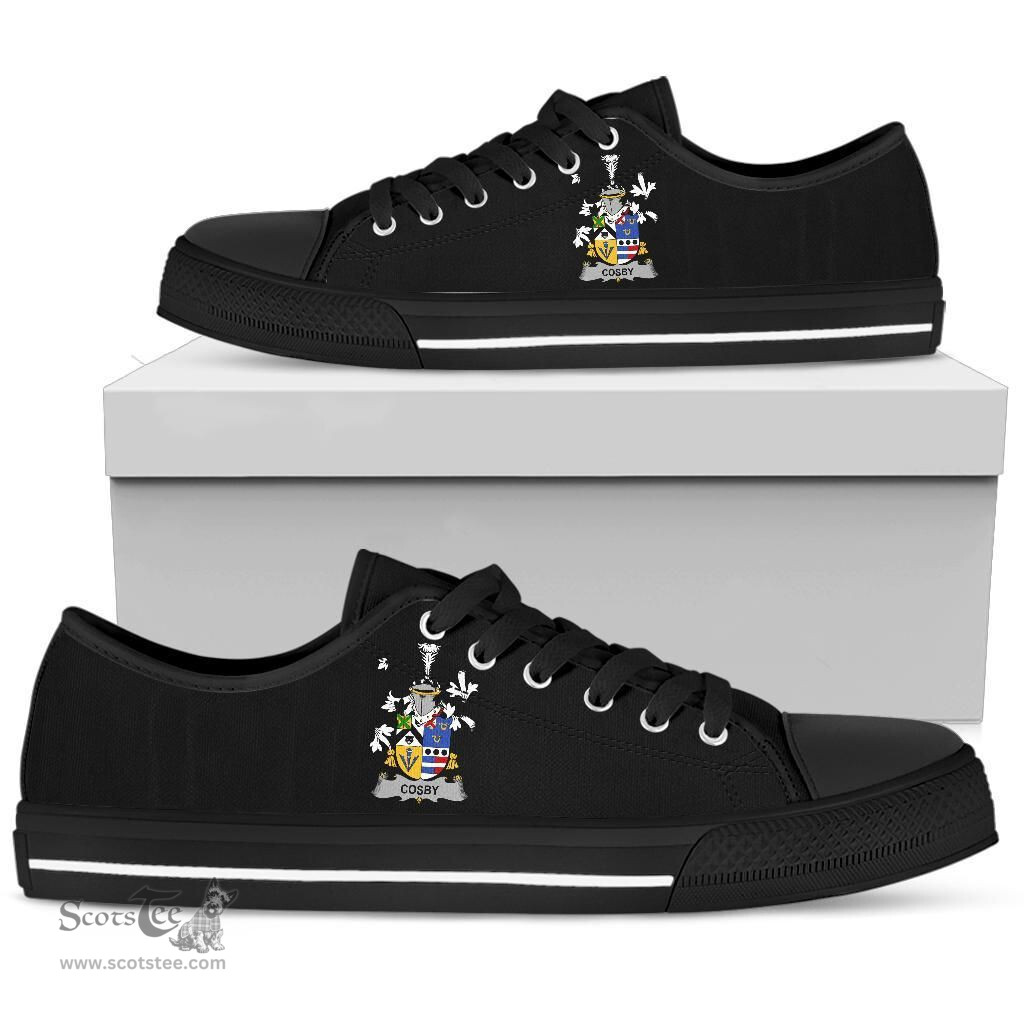 Irish Cosby (Lord Sydney) Coat of Arms Family Crest Ireland Low Top Shoes (Women's/Men's) Black/ White Irish Shoes