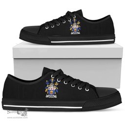 Irish Bevens Coat of Arms Family Crest Ireland Low Top Shoes (Women's/Men's) Black/ White Irish Shoes