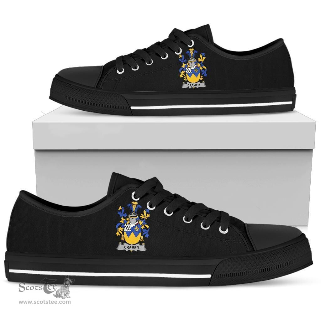 Irish Cramer Coat of Arms Family Crest Ireland Low Top Shoes (Women's/Men's) Black/ White Irish Shoes