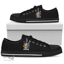 Irish Crofton Coat of Arms Family Crest Ireland Low Top Shoes (Women's/Men's) Black/ White Irish Shoes