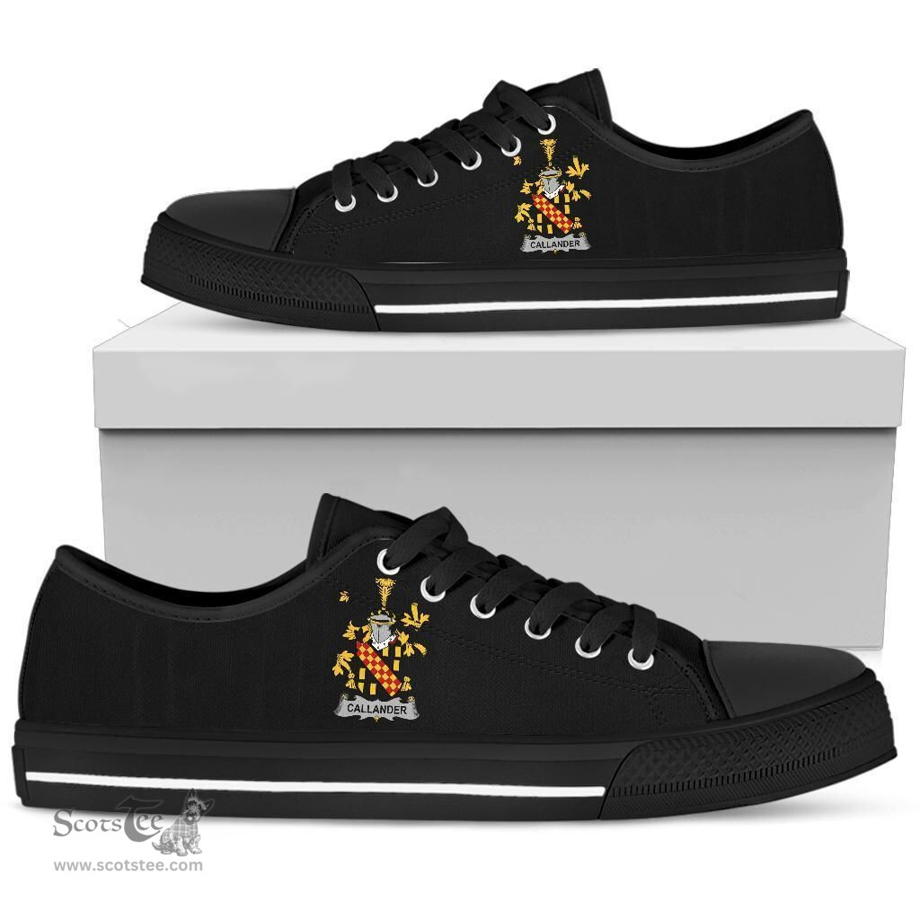 Irish Callander Coat of Arms Family Crest Ireland Low Top Shoes (Women's/Men's) Black/ White Irish Shoes
