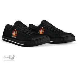 Irish Carville or McCarville Coat of Arms Family Crest Ireland Low Top Shoes (Women's/Men's) Black/ White Irish Shoes