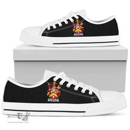 Irish Carville or McCarville Coat of Arms Family Crest Ireland Low Top Shoes (Women's/Men's) Black/ White Irish Shoes
