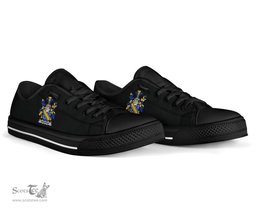 Irish Bingham Coat of Arms Family Crest Ireland Low Top Shoes (Women's/Men's) Black/ White Irish Shoes