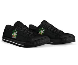 Irish Conroy or O'Conry Coat of Arms Family Crest Ireland Low Top Shoes (Women's/Men's) Black/ White Irish Shoes
