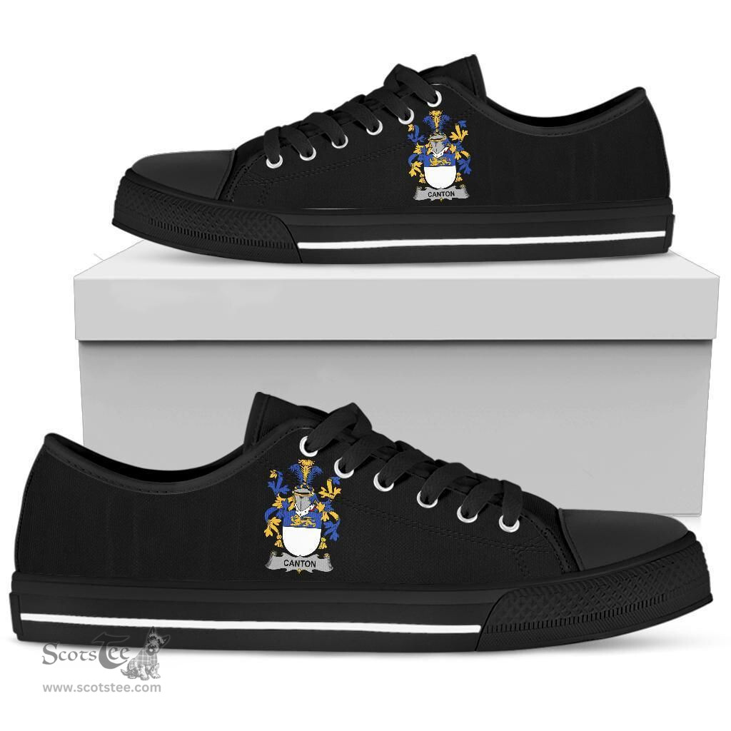 Irish Canton Coat of Arms Family Crest Ireland Low Top Shoes (Women's/Men's) Black/ White Irish Shoes