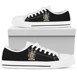 Irish Brogan or O'Brogan Coat of Arms Family Crest Ireland Low Top Shoes (Women's/Men's) Black/ White Irish Shoes
