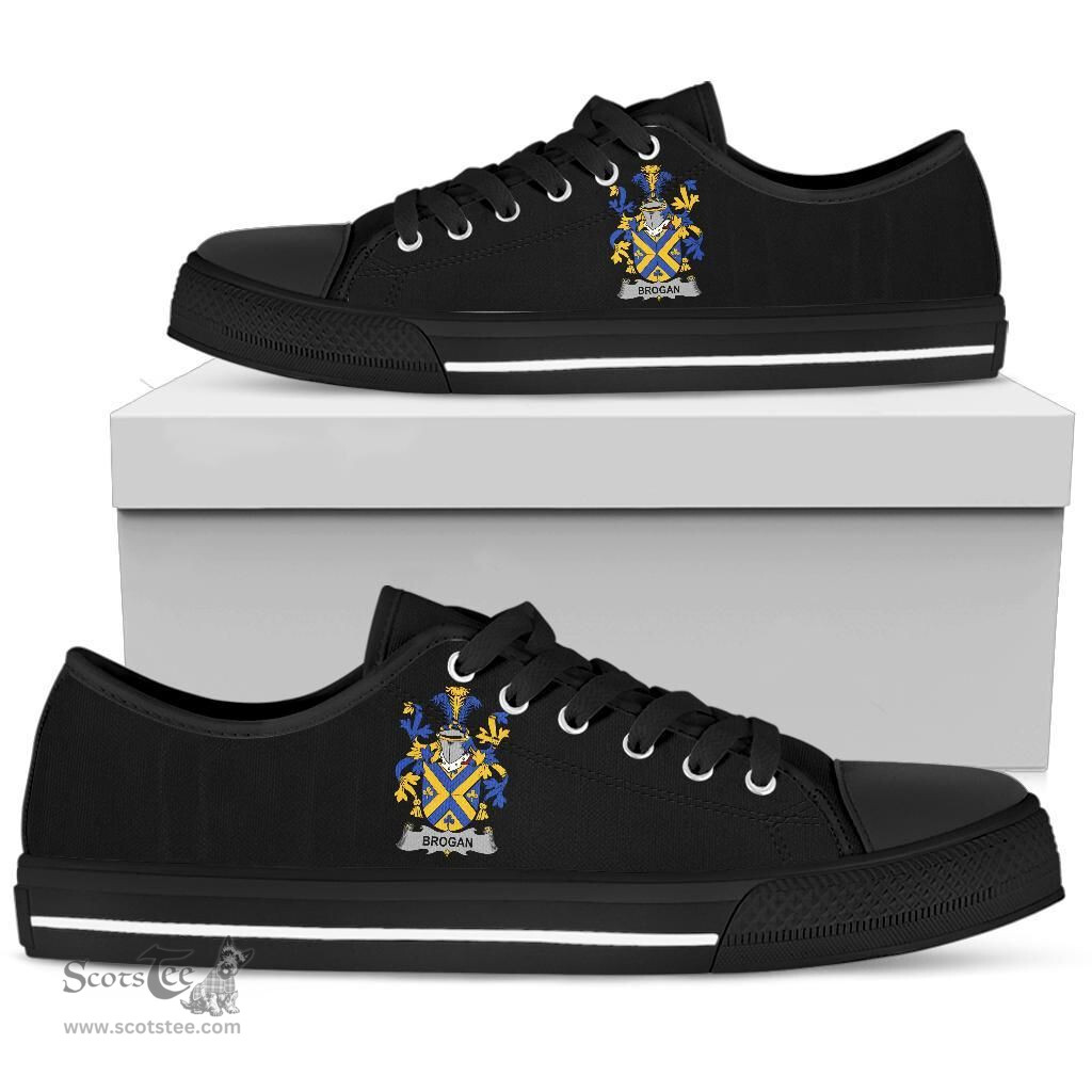 Irish Brogan or O'Brogan Coat of Arms Family Crest Ireland Low Top Shoes (Women's/Men's) Black/ White Irish Shoes