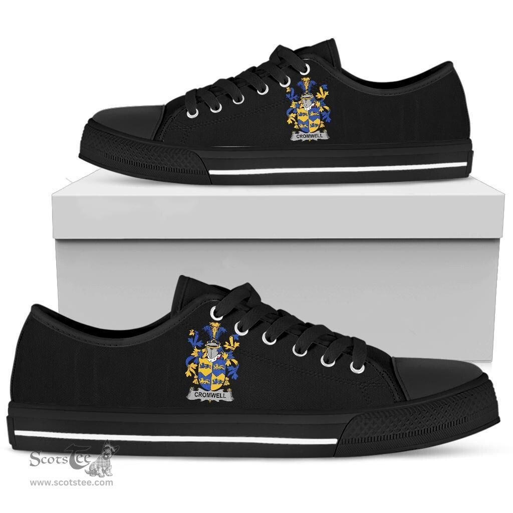 Irish Cromwell Coat of Arms Family Crest Ireland Low Top Shoes (Women's/Men's) Black/ White Irish Shoes