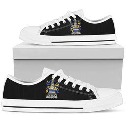 Irish Crehall or O'Crehall Coat of Arms Family Crest Ireland Low Top Shoes (Women's/Men's) Black/ White Irish Shoes