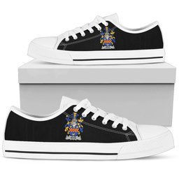 Irish Boyd (of Danson) Coat of Arms Family Crest Ireland Low Top Shoes (Women's/Men's) Black/ White Irish Shoes