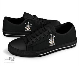 Irish Cardiffe Coat of Arms Family Crest Ireland Low Top Shoes (Women's/Men's) Black/ White Irish Shoes