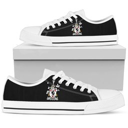 Irish Crean or O'Crean Coat of Arms Family Crest Ireland Low Top Shoes (Women's/Men's) Black/ White Irish Shoes