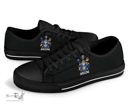 Irish Cleare Coat of Arms Family Crest Ireland Low Top Shoes (Women's/Men's) Black/ White Irish Shoes