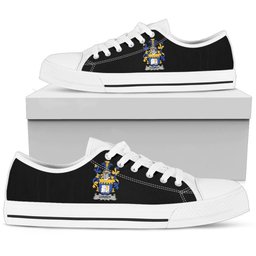 Irish Conroy or O'Mulconroy Coat of Arms Family Crest Ireland Low Top Shoes (Women's/Men's) Black/ White Irish Shoes