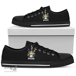 Irish Conroy or O'Mulconroy Coat of Arms Family Crest Ireland Low Top Shoes (Women's/Men's) Black/ White Irish Shoes