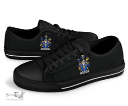 Irish Culligan or McColgan Coat of Arms Family Crest Ireland Low Top Shoes (Women's/Men's) Black/ White Irish Shoes