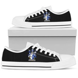 Irish Bermingham Coat of Arms Family Crest Ireland Low Top Shoes (Women's/Men's) Black/ White Irish Shoes