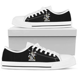 Irish Cuffe Coat of Arms Family Crest Ireland Low Top Shoes (Women's/Men's) Black/ White Irish Shoes