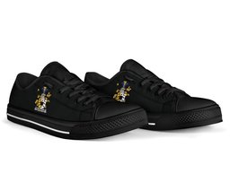 Irish Brownlow Coat of Arms Family Crest Ireland Low Top Shoes (Women's/Men's) Black/ White Irish Shoes