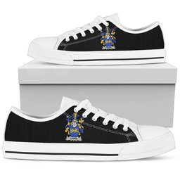 Irish Carrie or O'Carrie Coat of Arms Family Crest Ireland Low Top Shoes (Women's/Men's) Black/ White Irish Shoes