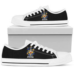Irish Brosnan or O'Brosnan Coat of Arms Family Crest Ireland Low Top Shoes (Women's/Men's) Black/ White Irish Shoes